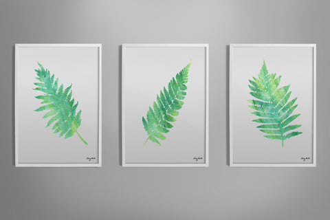 Lush Fern Water Color Prints Set of 3 Prints