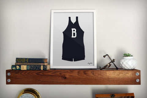 Vintage Alphabet Bathing Suit with Initial A-Z Poster Print. Digital Download.