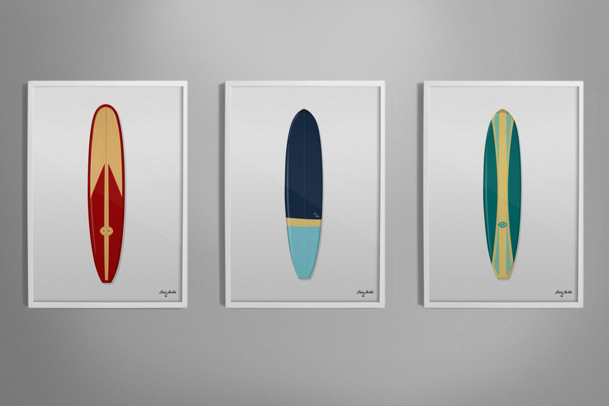 Vintage Tofino Surfboard Illustrated Print.– frippdesign