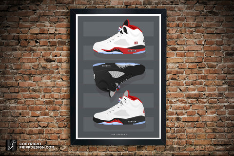 Retro G.O.A.T "5" Stacked Collection Illustration - Premium Sneaker Art