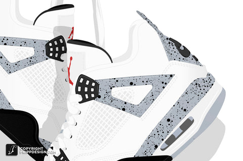 Retro G.O.A.T "4" Stacked Collection Illustration - Premium Sneaker Art