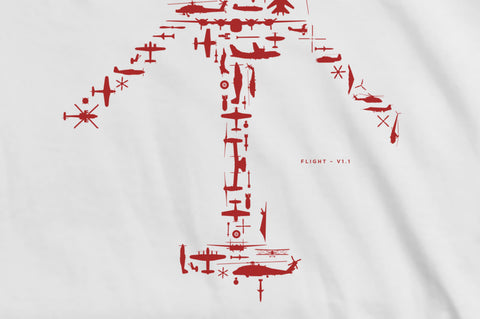 Flight V1.1 Collage T Shirt. Helicopter Collage Of Airplanes, Helicopters And Parts - Unisex Short Sleeve Tee