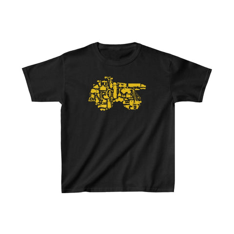 Builder V1.0 Collage T Shirt. Dump Truck Construction Collage Of Machines - Youth Kids Tee