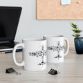 Flight V1.0 Collage Ceramic Mug 11oz. Fighter Plane Collage Of Airplanes, Helicopters And Parts.