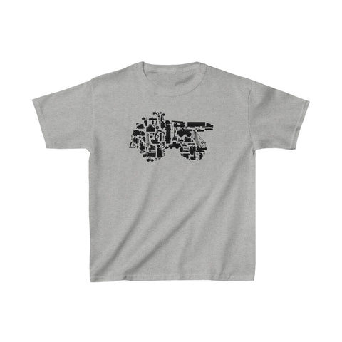 Builder V1.0 Collage T Shirt. Dump Truck Construction Collage Of Machines - Youth Kids Tee