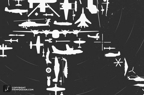 Flight v1.1 - Helicopter Collage of Airplanes, Helicopters and Parts Premium Print