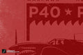 P-40 / P-50 Warhawk / Mustang Fighter Plane Crest Design, Aviation Illustration Poster: 13" x 19"