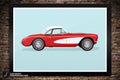 Vintage Chevy Corvette (Circa 1957) Illustration, Paper Print, various sizes, colors