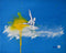 SALE -- Surfing painting "Splash" Blue & Yellow Wave Surf. Mixed Media Screen print, Spray paint