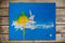 SALE -- Surfing painting "Splash" Blue & Yellow Wave Surf. Mixed Media Screen print, Spray paint