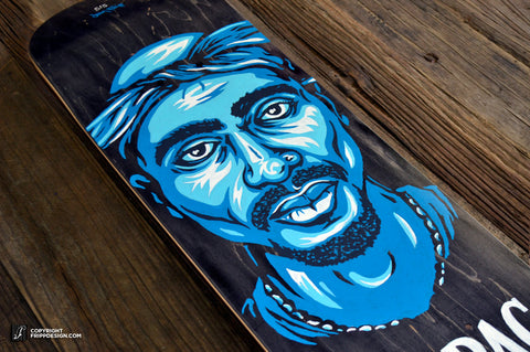 Tupac Shakur (2pac) Illustration of The Dead Series -  Hand Painted Skateboard