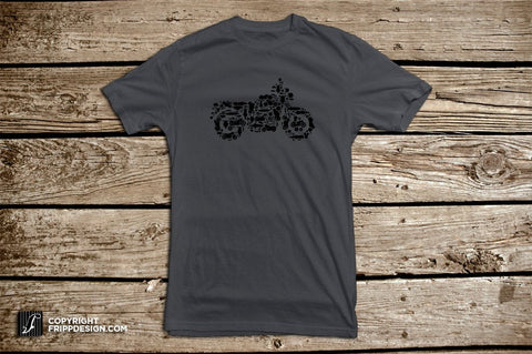 SALE! Small: Motorcycle Collage of Bikes, Choppers, Dirt Bikes and Parts - Cotton T Shirt