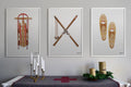 Vintage Outdoor Skis, Sled, Snow Shoes Illustrated Prints. Fun Winter Decoration for Home, Nursery, Kid's Room, Office.