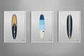 Vintage Bondhi Blue Surfboard Illustrated Print
